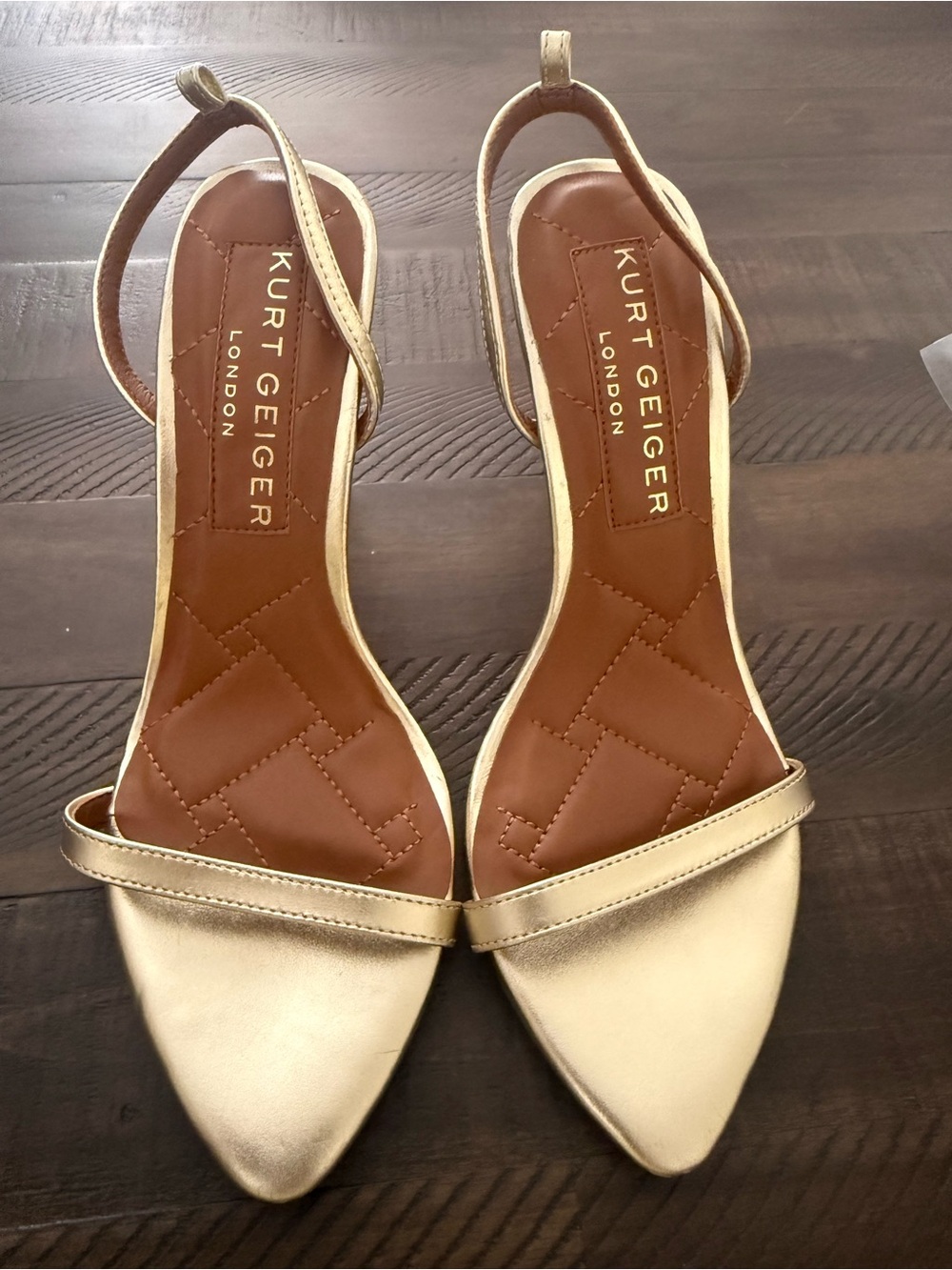 Kurt Geiger Metallic Gold Pointed Slingback Heels